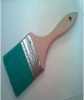 flat style natural soft wooden handle and green hollow synthetic paint brush