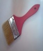 flat style pure white twice boiled bristle and soft red wooden handle bristle paint brush HJFPB63314#