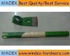 forged adze with wooden handle