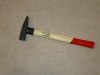 forged machinist's hammer with wooden handle tip 1/3red