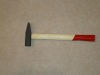 forged machinist's hammer with wooden handle tip 1/3red