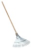 galvanized rake with wooden handle