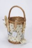 garden basket/wicker garden tools basket with cooler bag or metal stool
