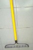 lawn rake with wooden handle