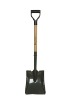 long handle D grip square point shovel