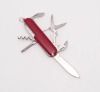 multifunction pocket knife with red handle