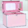 pink cosmetic case with mirror