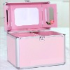 pink cosmetic case with mirror