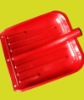 plastic and wood snow shovel