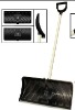 plastic snow shovel with wooden handle