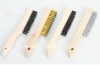 professional good quality wooden handle black and brass steel wire brush