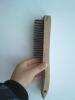 professional good quality wooden handle black steel wire brush