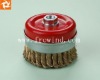 red-painted twisted knot wire cup brush with bridle ring