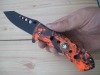 rescue linerlock knife /rescue linerlock with orange camo handle