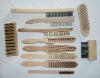 scratch wire brush with shoe wooden handle