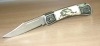stainless steel hunting knife with plastic plate stick on handle