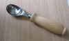 stainless steel ice cream scoop with wood hadnle