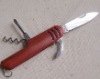 stainless steel knife with wood handle and rivets