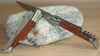 stainless steel pocket knife with wood handle