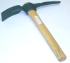 steel pick axe with wooden handle