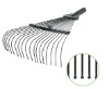 steel rake with wooden handle