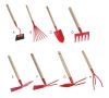 steel rake with wooden handle