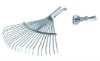 steel rake with wooden handle