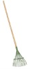 steel rake with wooden handle