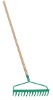 steel rake with wooden handle