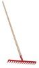 steel rake with wooden handle