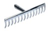 steel rake with wooden handle