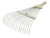 steel rake with wooden handle