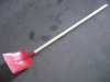 straight long hard wooden handle and red powder coated head garden spade