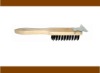 straight wood handle heavy duty brush with scraper