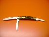 three blade ox bone handle folding blade pocket knife