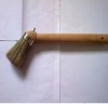 white and balck boiled China bristle and natural wooden handle round brush