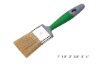 white bristle paint brush and palstic handle