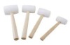 white rubber mallet hammer with wooden handle