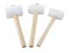 white rubber mallet hammer with wooden handle