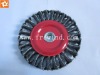 wide face wheel brush with knot wire