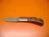 wood with the copper handle folding blade pocket knife