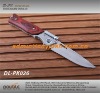 wooden handle camping folding knife with flashlight