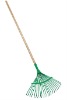 leaf rake with wooden handle