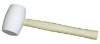 white rubber hammer with wooden handle
